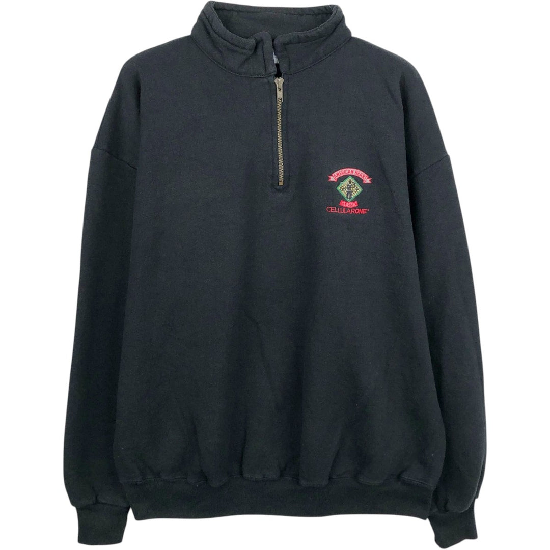 Vintage 80s-90'S Jerzees Half-Zip Sweatshirt, Made in USA, Men's XL cotton black type Vintage Second Hand