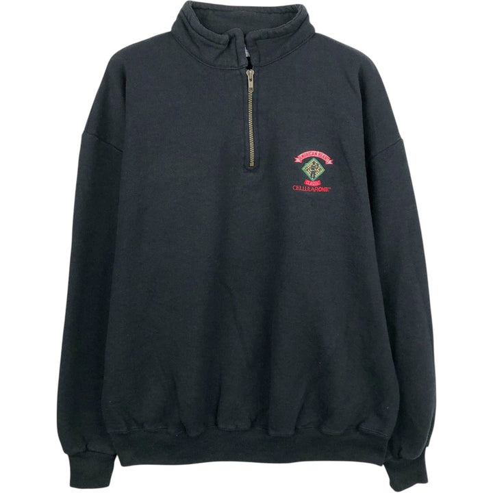 Vintage 80s-90'S Jerzees Half-Zip Sweatshirt, Made in USA, Men's XL cotton black type Vintage Second Hand