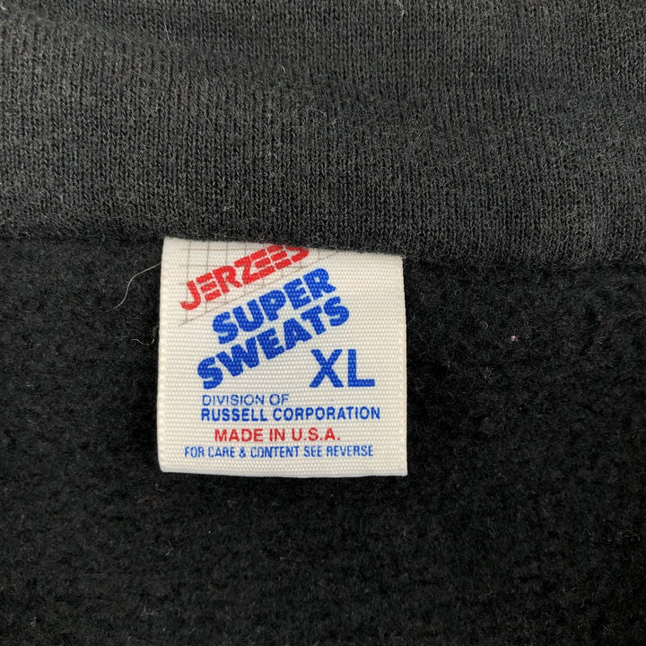 Vintage 80s-90'S Jerzees Half-Zip Sweatshirt, Made in USA, Men's XL cotton black type Vintage Second Hand