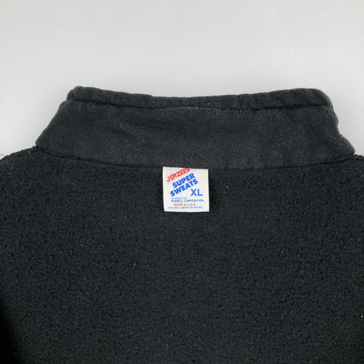 Vintage 80s-90'S Jerzees Half-Zip Sweatshirt, Made in USA, Men's XL cotton black type Vintage Second Hand