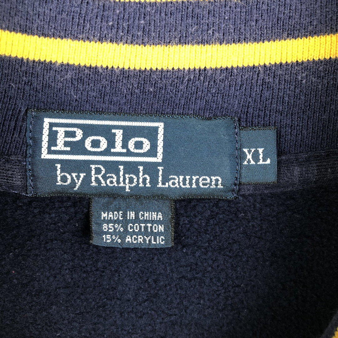 Ralph Lauren POLO by Ralph Lauren Half-Zip Sweatshirt, Men's XL cotton navy blue type Vintage Second Hand