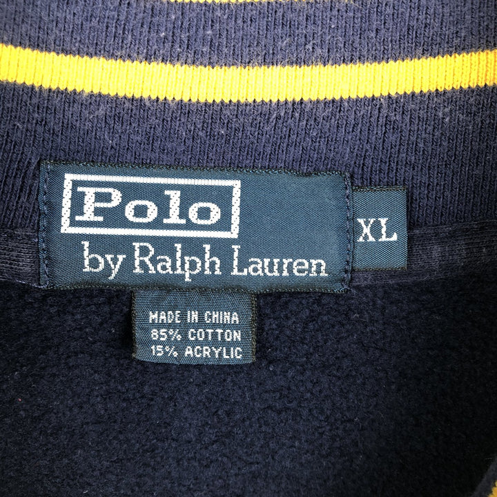 Ralph Lauren POLO by Ralph Lauren Half-Zip Sweatshirt, Men's XL cotton navy blue type Vintage Second Hand