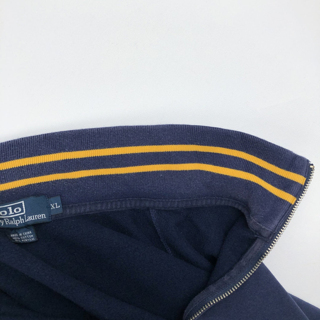 Ralph Lauren POLO by Ralph Lauren Half-Zip Sweatshirt, Men's XL cotton navy blue type Vintage Second Hand