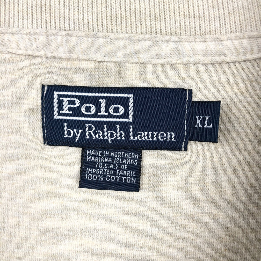 Ralph Lauren POLO by Ralph Lauren Half-Zip Sweatshirt, Men's XL cotton Beige type Vintage Second Hand