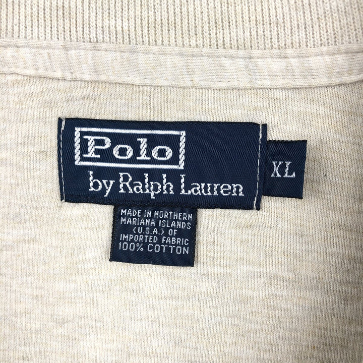 Ralph Lauren POLO by Ralph Lauren Half-Zip Sweatshirt, Men's XL cotton Beige type Vintage Second Hand