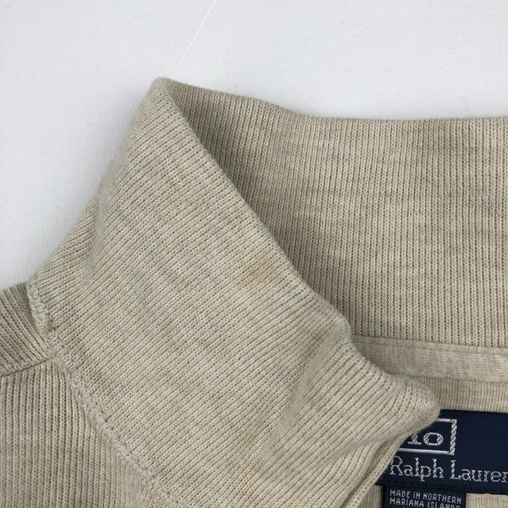 Ralph Lauren POLO by Ralph Lauren Half-Zip Sweatshirt, Men's XL cotton Beige type Vintage Second Hand