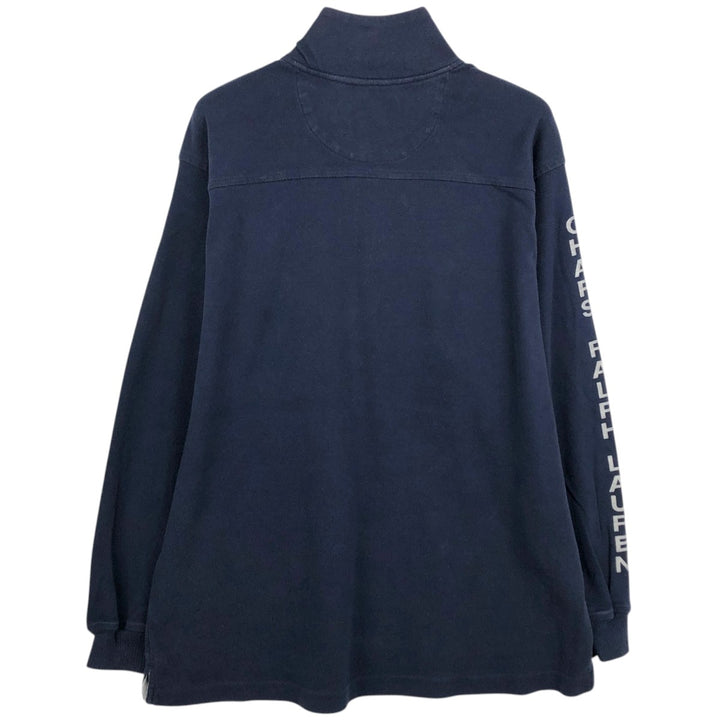 Ralph Lauren CHAPS Half-Zip Sweatshirt (Men's Size L) cotton navy blue type Vintage Second Hand