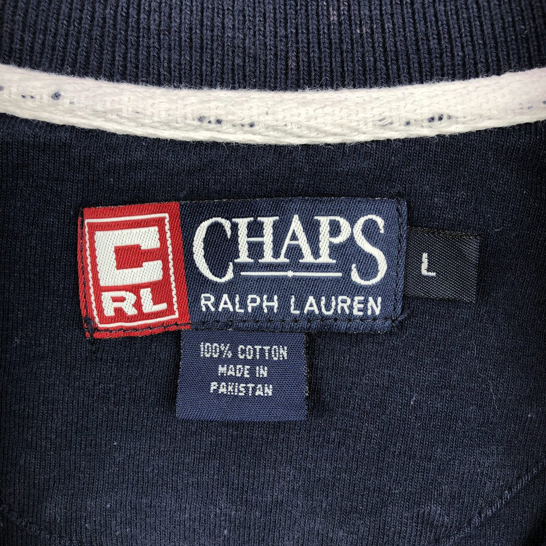 Ralph Lauren CHAPS Half-Zip Sweatshirt (Men's Size L) cotton navy blue type Vintage Second Hand