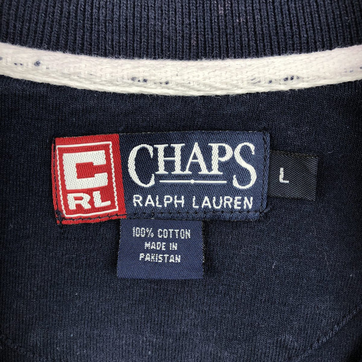 Ralph Lauren CHAPS Half-Zip Sweatshirt (Men's Size L) cotton navy blue type Vintage Second Hand