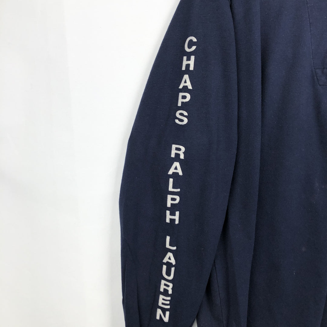 Ralph Lauren CHAPS Half-Zip Sweatshirt (Men's Size L) cotton navy blue type Vintage Second Hand