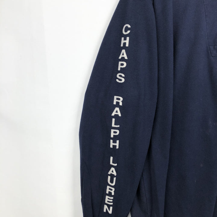 Ralph Lauren CHAPS Half-Zip Sweatshirt (Men's Size L) cotton navy blue type Vintage Second Hand