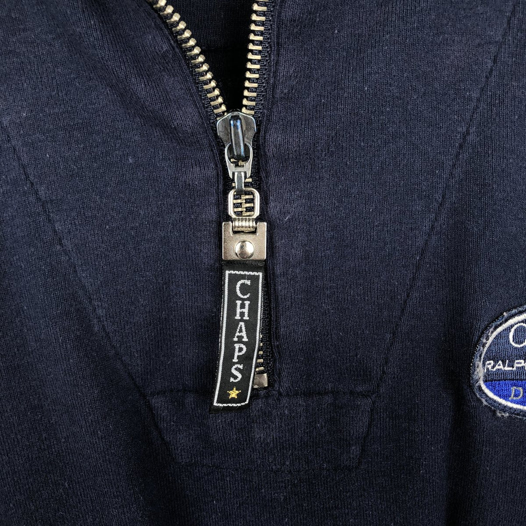 Ralph Lauren CHAPS Half-Zip Sweatshirt (Men's Size L) cotton navy blue type Vintage Second Hand