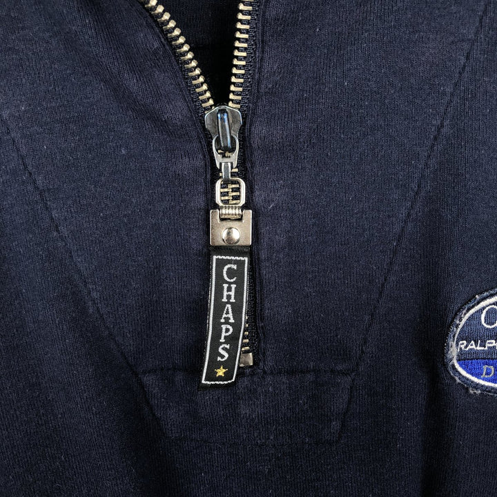 Ralph Lauren CHAPS Half-Zip Sweatshirt (Men's Size L) cotton navy blue type Vintage Second Hand