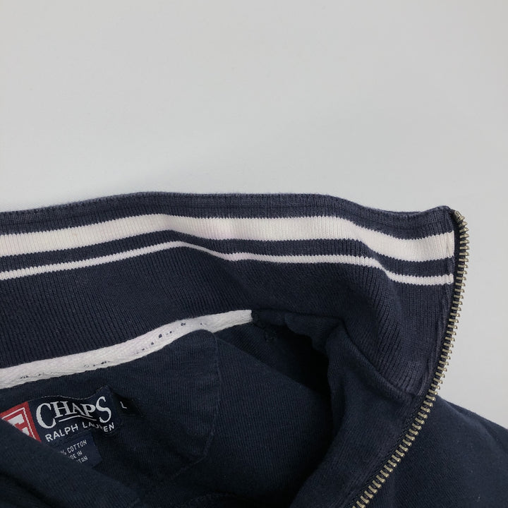 Ralph Lauren CHAPS Half-Zip Sweatshirt (Men's Size L) cotton navy blue type Vintage Second Hand