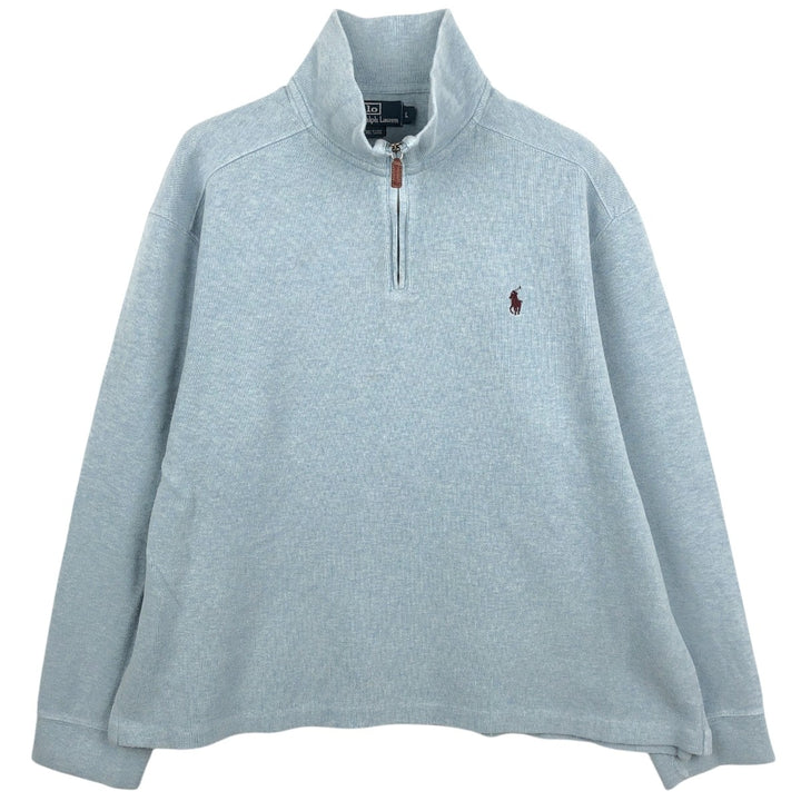 Ralph Lauren POLO by Ralph Lauren Half-Zip Sweatshirt, Men's Size L cotton Blue type light blue Vintage Second Hand