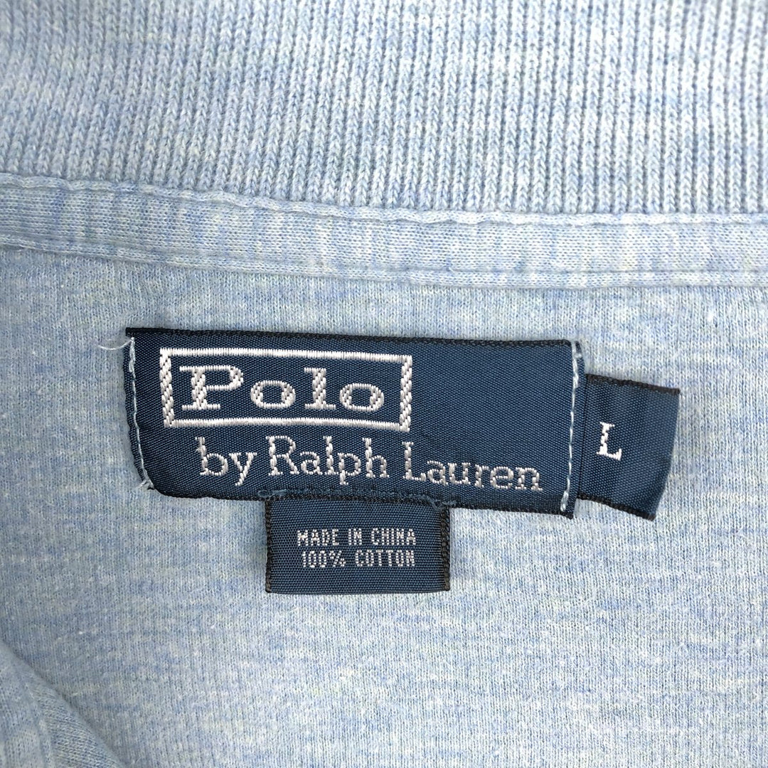 Ralph Lauren POLO by Ralph Lauren Half-Zip Sweatshirt, Men's Size L cotton Blue type light blue Vintage Second Hand