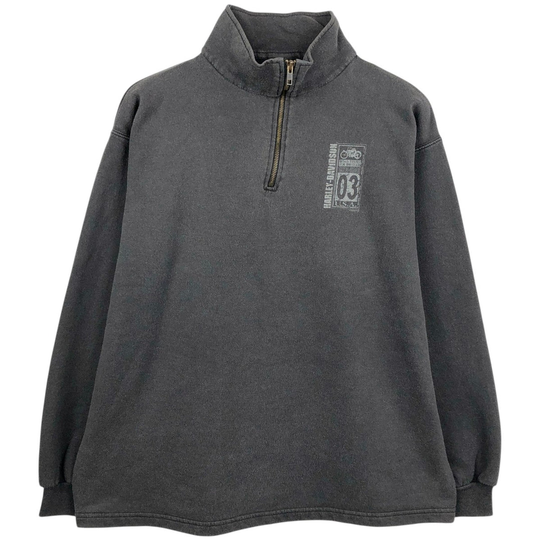 2000'S Harley-Davidson Advertising Half-Zip Sweatshirt (Men's Size XL) unclear Charcoal Vintage Second Hand