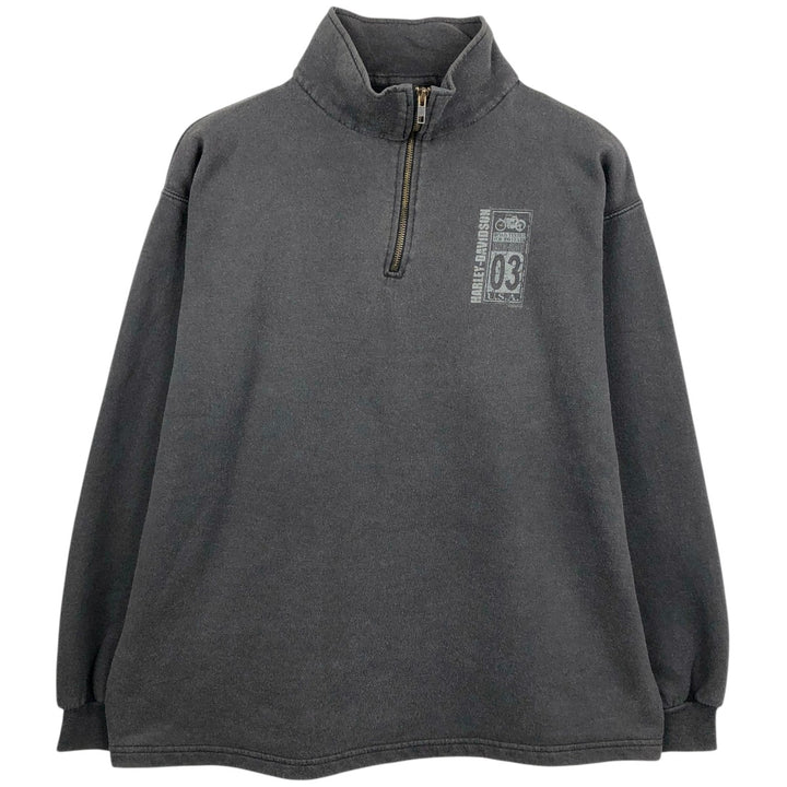 2000'S Harley-Davidson Advertising Half-Zip Sweatshirt (Men's Size XL) unclear Charcoal Vintage Second Hand