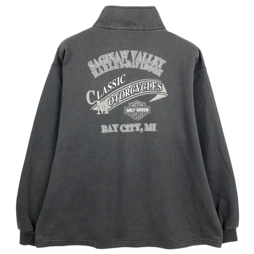 2000'S Harley-Davidson Advertising Half-Zip Sweatshirt (Men's Size XL) unclear Charcoal Vintage Second Hand