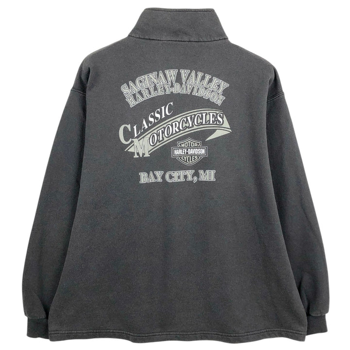 2000'S Harley-Davidson Advertising Half-Zip Sweatshirt (Men's Size XL) unclear Charcoal Vintage Second Hand