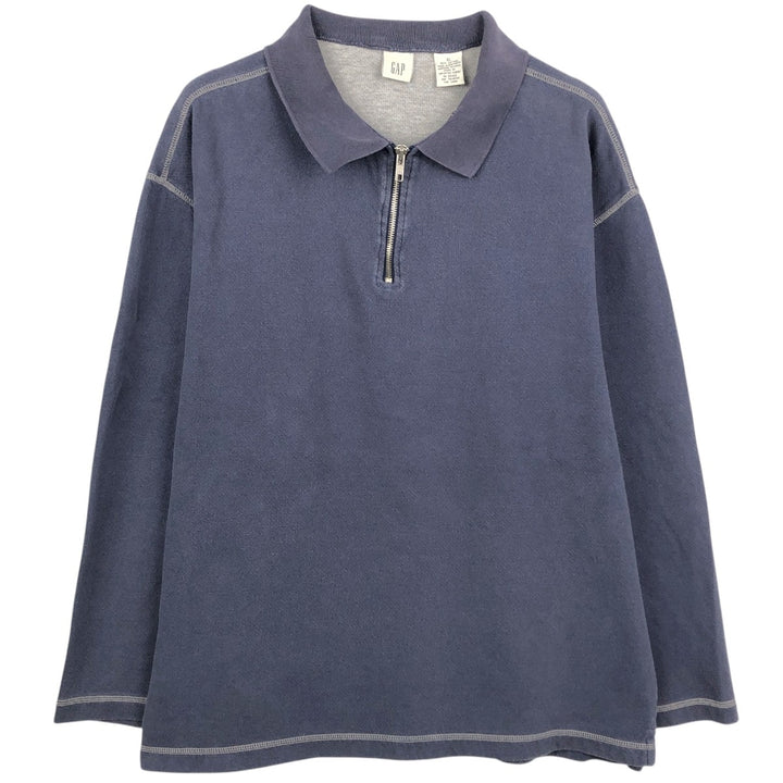 90'S GAP (Old GAP) Collared Half-Zip Sweatshirt, Men's Size XL (Equivalent), Vintage cotton navy blue type Vintage Second Hand