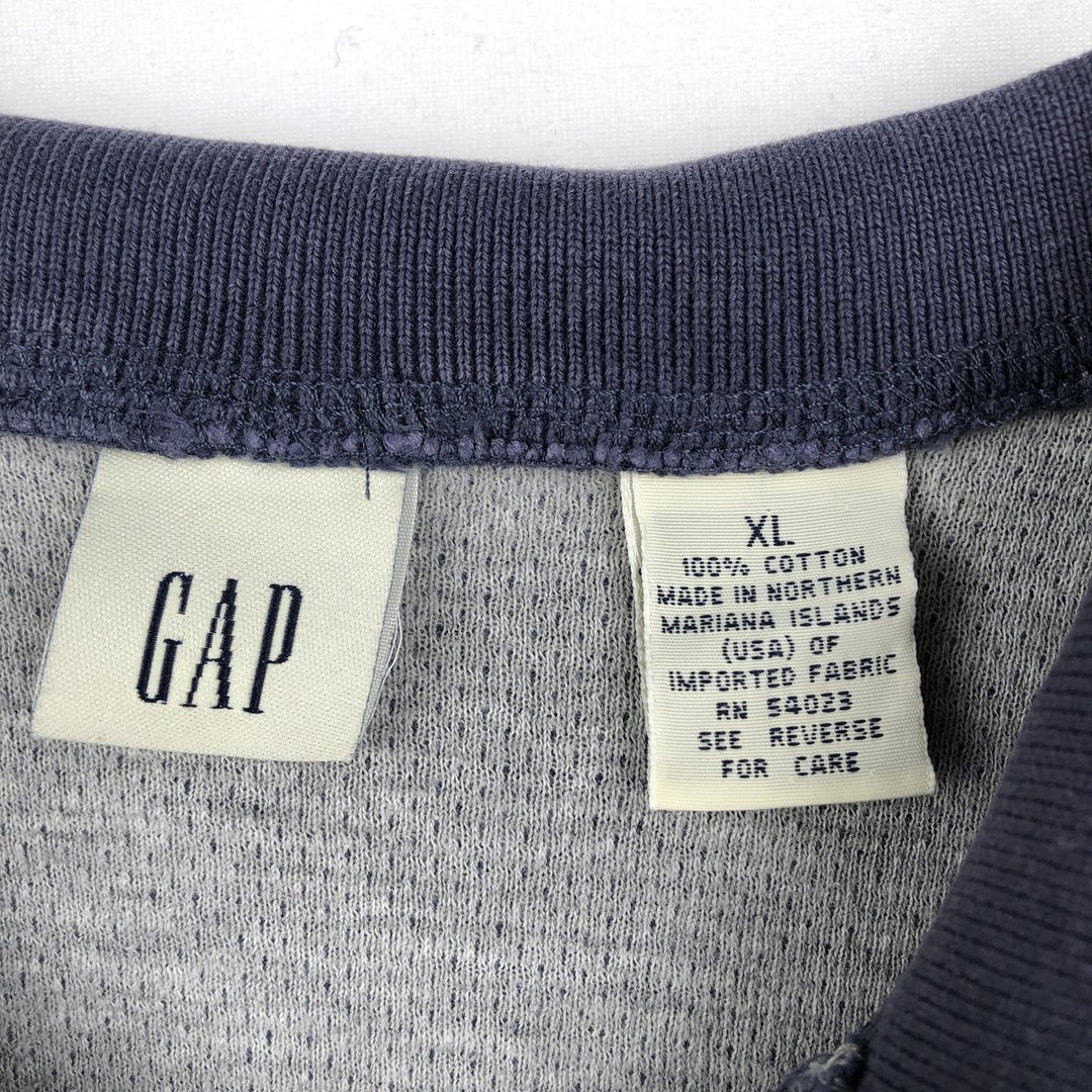 90'S GAP (Old GAP) Collared Half-Zip Sweatshirt, Men's Size XL (Equivalent), Vintage cotton navy blue type Vintage Second Hand