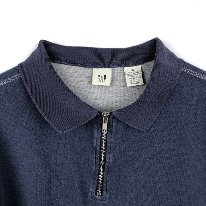 90'S GAP (Old GAP) Collared Half-Zip Sweatshirt, Men's Size XL (Equivalent), Vintage cotton navy blue type Vintage Second Hand