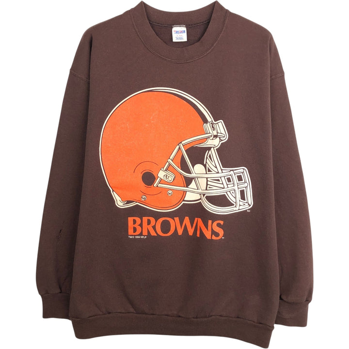 TRENCH NFL CLEVELAND BROWNS Cleveland Browns Sweatshirt, Made in USA, Men's XL equivalent, Vintage. polyester brown type Vintage Second Hand