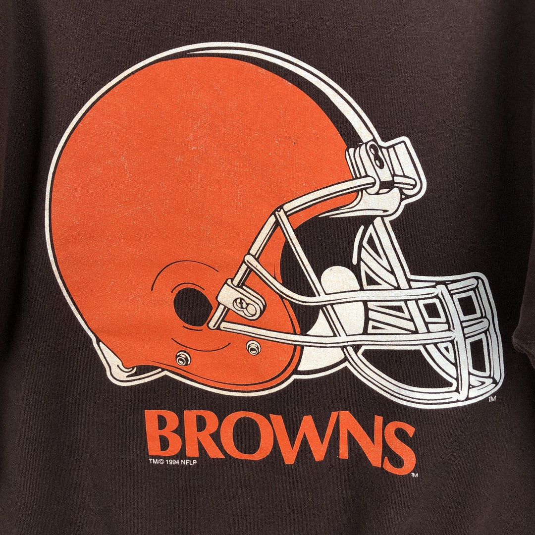 TRENCH NFL CLEVELAND BROWNS Cleveland Browns Sweatshirt, Made in USA, Men's XL equivalent, Vintage. polyester brown type Vintage Second Hand