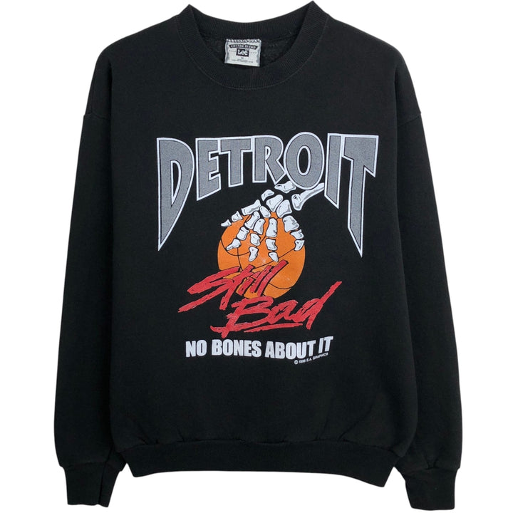 90'S Lee NBA Detroit Pistons Print Sweatshirt, Made in USA, Men's Size M (Equivalent), Vintage cotton black type Vintage Second Hand