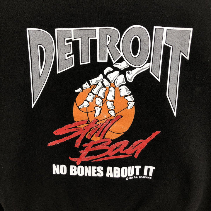 90'S Lee NBA Detroit Pistons Print Sweatshirt, Made in USA, Men's Size M (Equivalent), Vintage cotton black type Vintage Second Hand