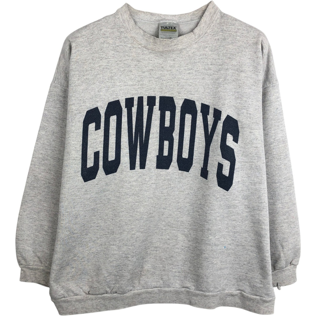 90'S Tultex NFL Dallas Cowboys Print Sweatshirt, Made in USA, Men's XL (approx.), Vintage cotton gray type Vintage Second Hand