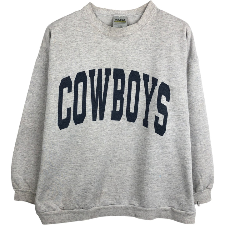 90'S Tultex NFL Dallas Cowboys Print Sweatshirt, Made in USA, Men's XL (approx.), Vintage cotton gray type Vintage Second Hand