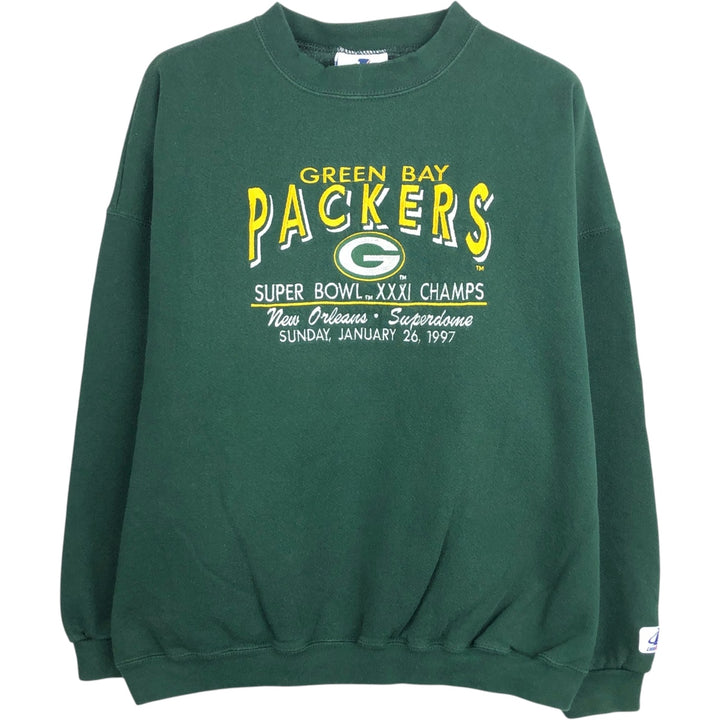 90'S JERSEYS NFL Green Bay Packers Print Sweatshirt, Made in USA, Men's XL equivalent, Vintage cotton green type Vintage Second Hand