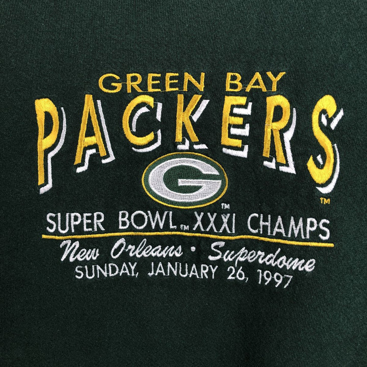 90'S JERSEYS NFL Green Bay Packers Print Sweatshirt, Made in USA, Men's XL equivalent, Vintage cotton green type Vintage Second Hand
