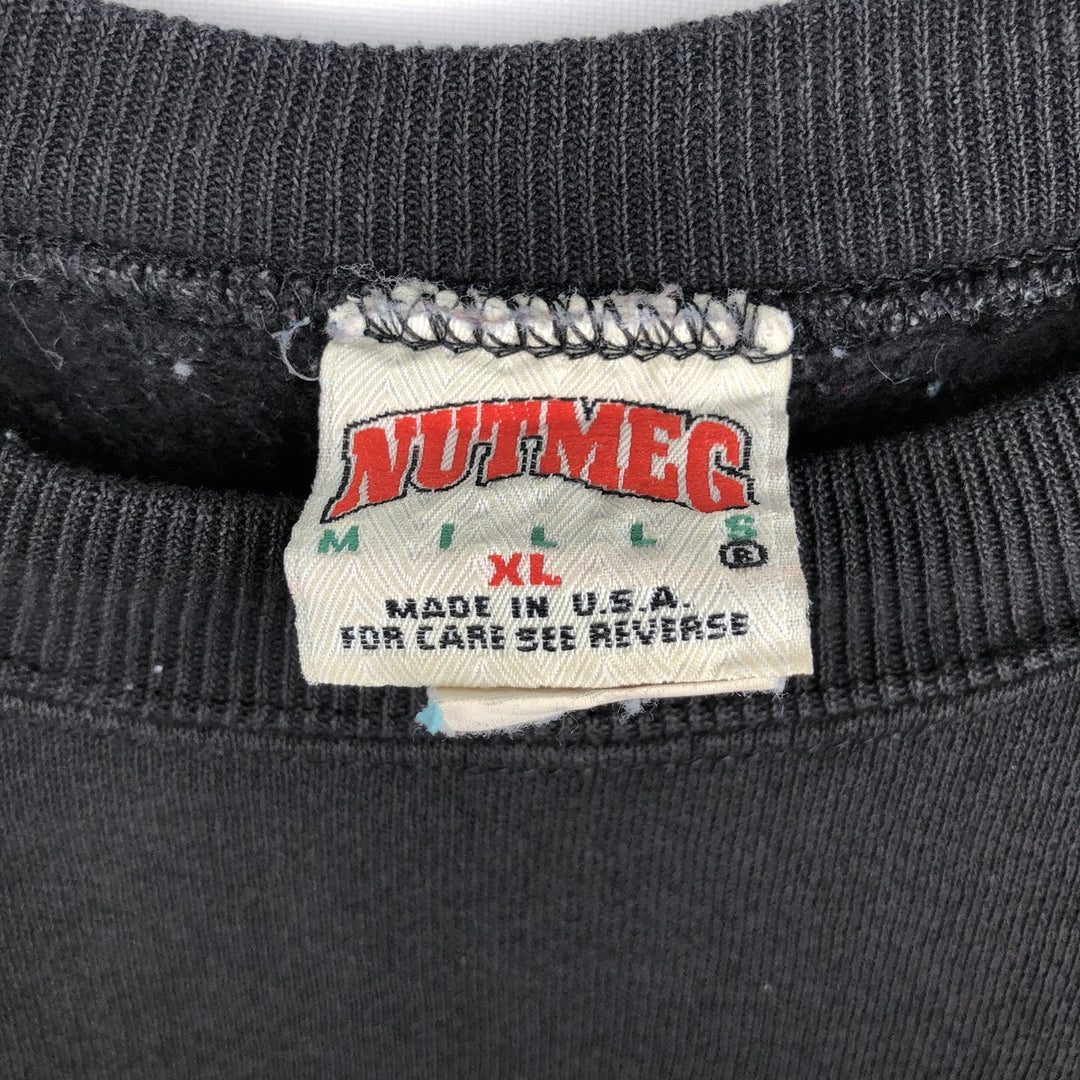 90'S NUTMEG NFL Print Sweatshirt, Made in USA, Men's XL equivalent, Vintage cotton black type Vintage Second Hand