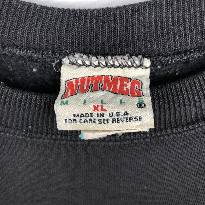 90'S NUTMEG NFL Print Sweatshirt, Made in USA, Men's XL equivalent, Vintage cotton black type Vintage Second Hand
