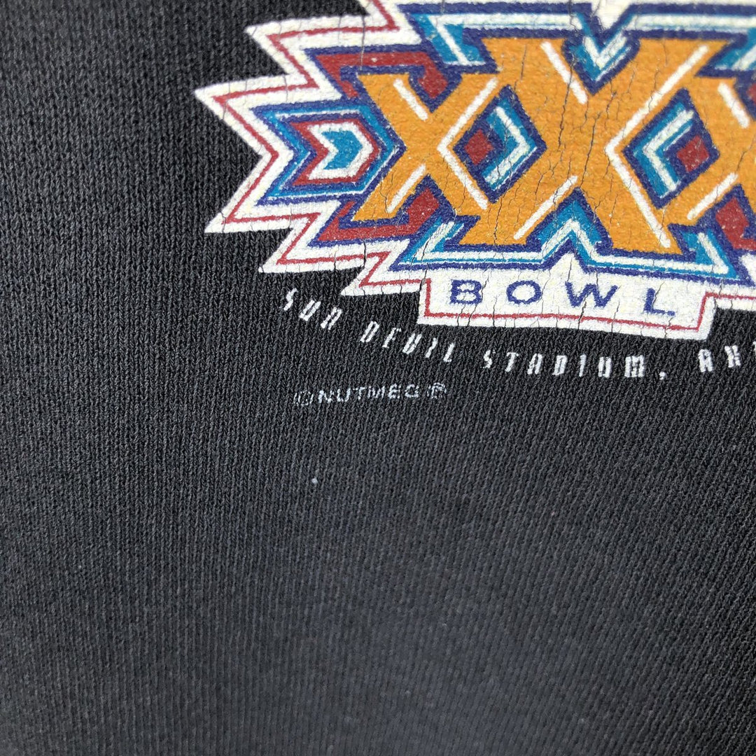 90'S NUTMEG NFL Print Sweatshirt, Made in USA, Men's XL equivalent, Vintage cotton black type Vintage Second Hand