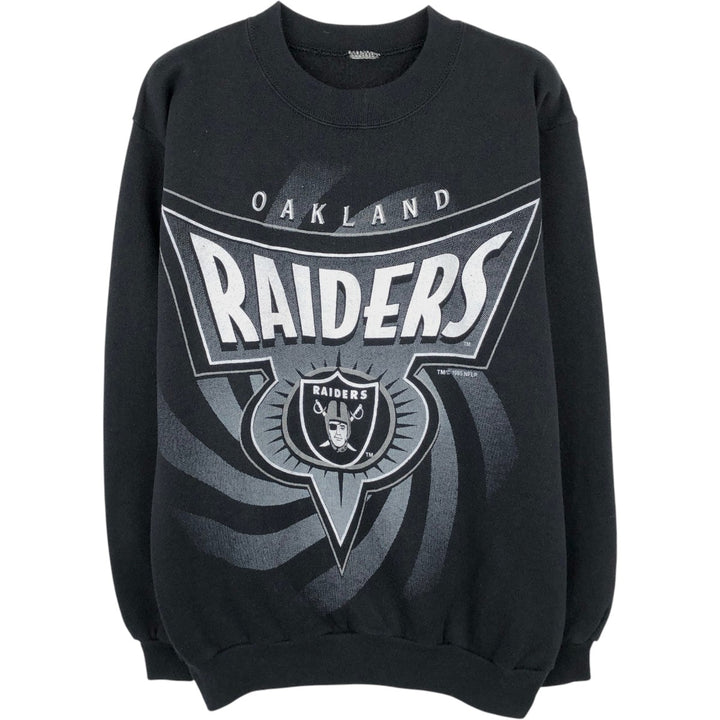 90'S NFL Oakland Raiders Print Sweatshirt, Men's Size S (approx.), Vintage unclear black type Vintage Second Hand