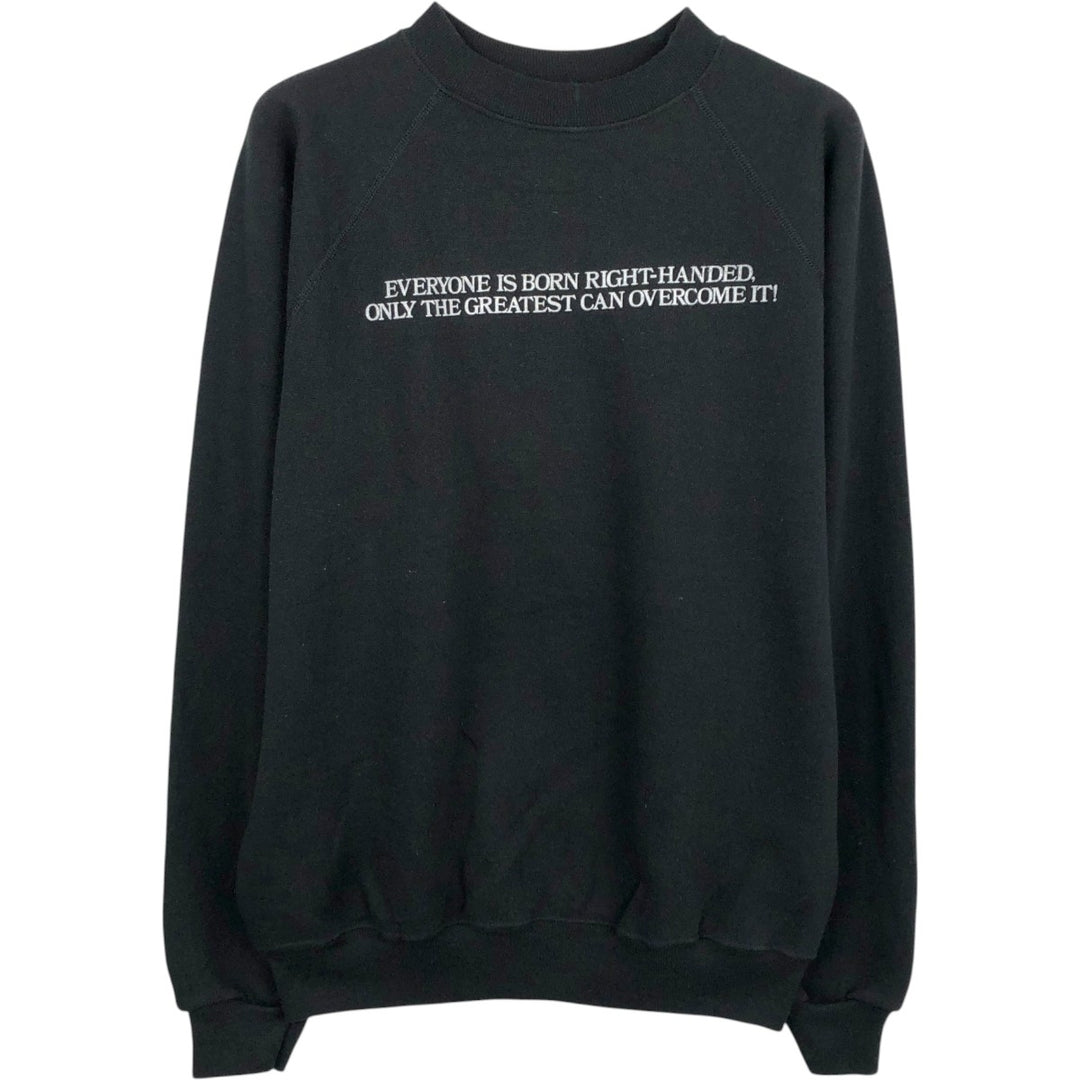 80'S Hanes Blue Tag Message Print Sweatshirt, Made in USA, Men's Size L (approx.), Vintage cotton black type Vintage Second Hand