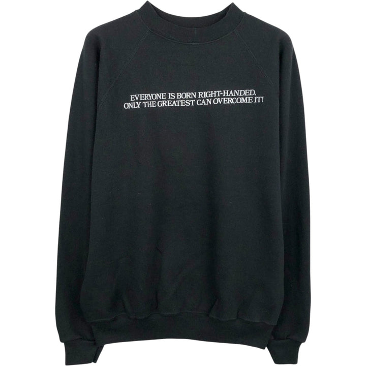 80'S Hanes Blue Tag Message Print Sweatshirt, Made in USA, Men's Size L (approx.), Vintage cotton black type Vintage Second Hand