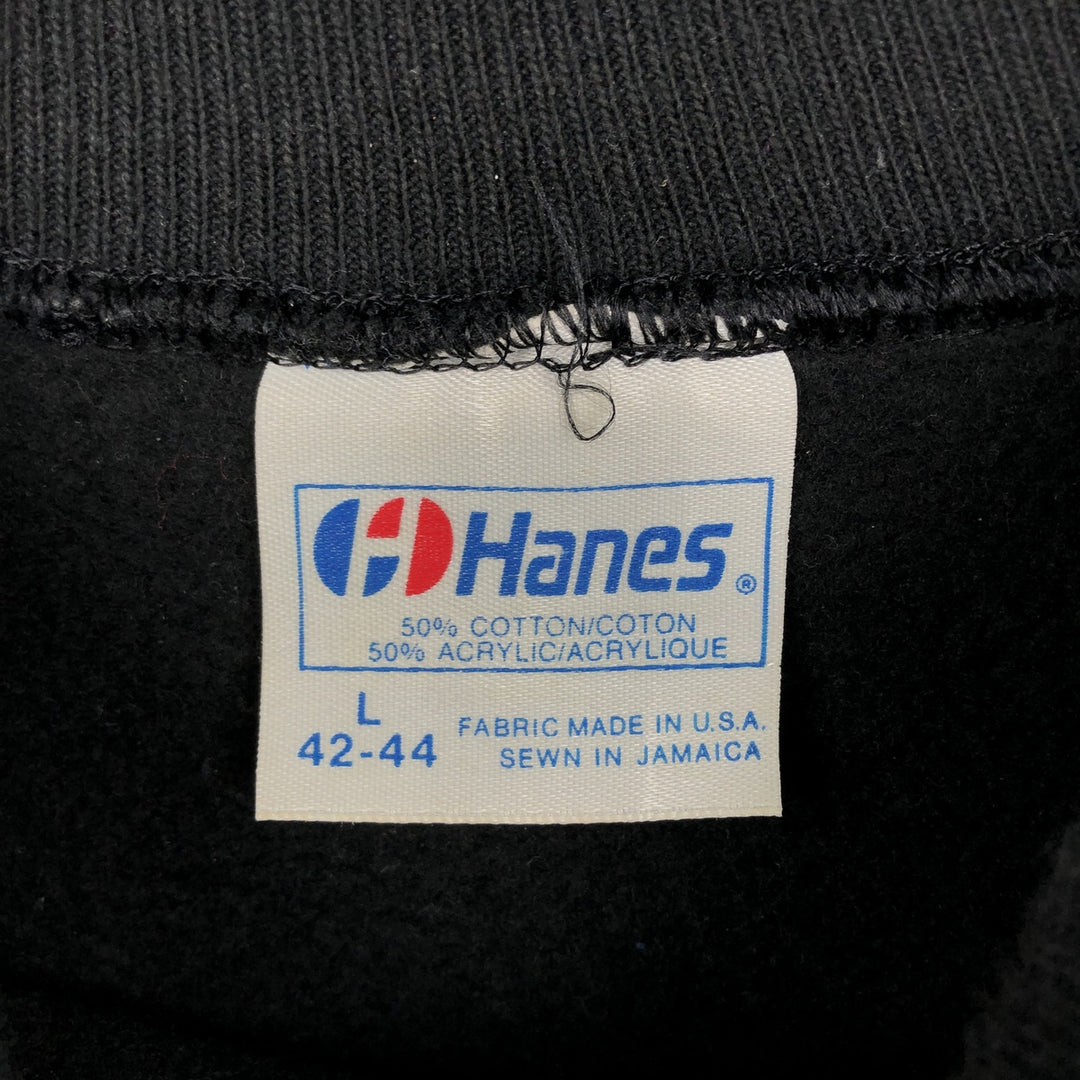 80'S Hanes Blue Tag Message Print Sweatshirt, Made in USA, Men's Size L (approx.), Vintage cotton black type Vintage Second Hand