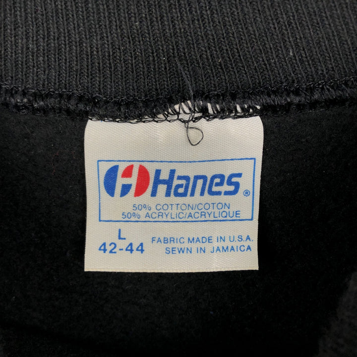 80'S Hanes Blue Tag Message Print Sweatshirt, Made in USA, Men's Size L (approx.), Vintage cotton black type Vintage Second Hand