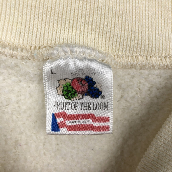 90'S Fruit of the Loom Floral Sunflower Pattern Print Sweatshirt, Made in USA, Men's Size L (approx.), Vintage cotton unbleached Vintage Second Hand