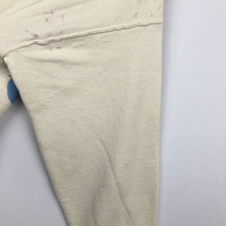 90'S Fruit of the Loom Floral Sunflower Pattern Print Sweatshirt, Made in USA, Men's Size L (approx.), Vintage cotton unbleached Vintage Second Hand