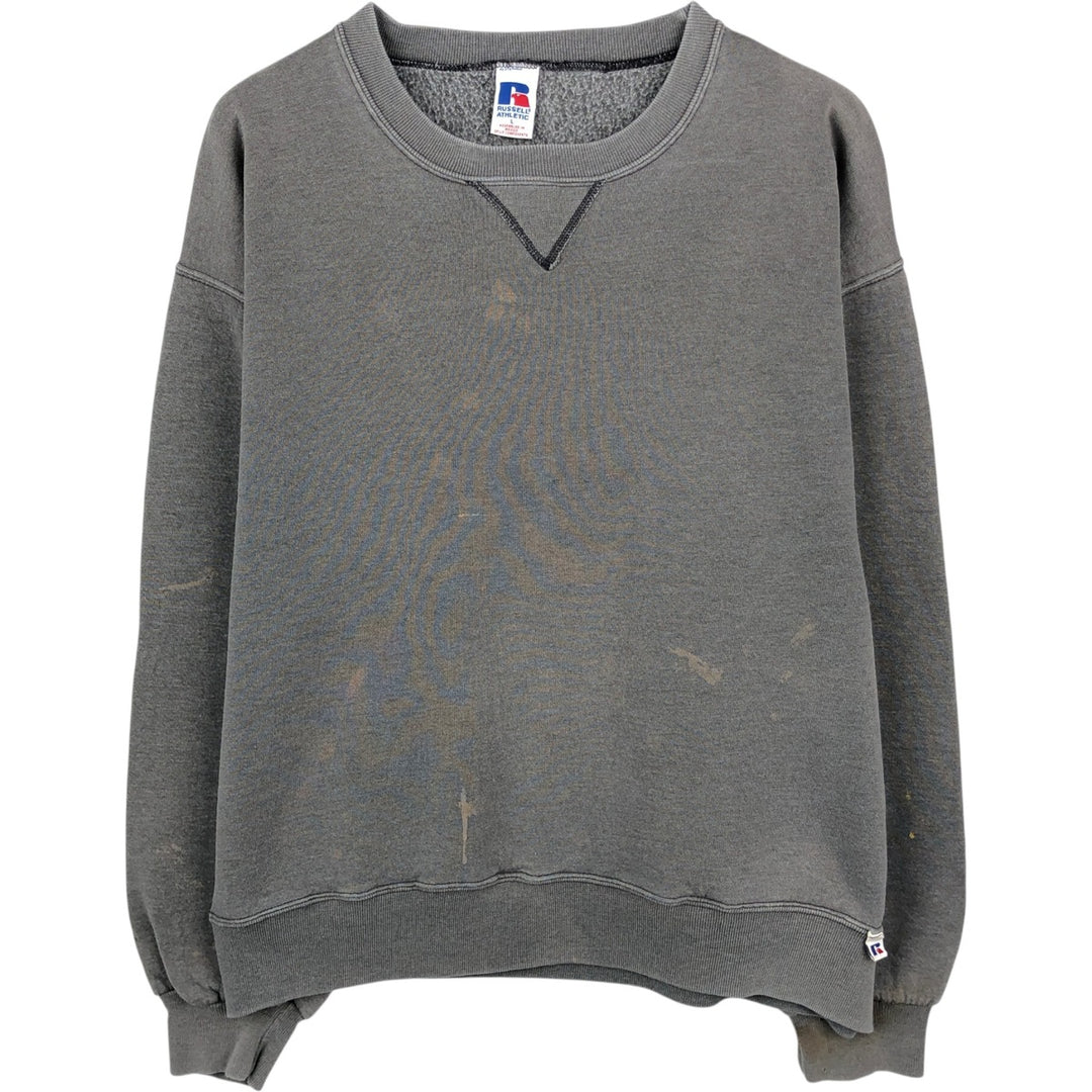 90'S Russell plain blank sweatshirt, sweatshirt, men's size L, vintage cotton gray type Vintage Second Hand