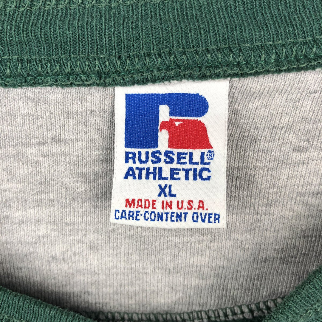 90'S Russell Henley Neck Plain Blank Sweatshirt, Made in USA, Men's XL Equivalent, Vintage cotton green type Vintage Second Hand