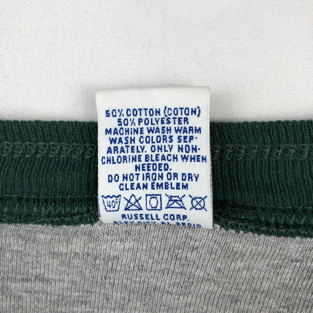 90'S Russell Henley Neck Plain Blank Sweatshirt, Made in USA, Men's XL Equivalent, Vintage cotton green type Vintage Second Hand