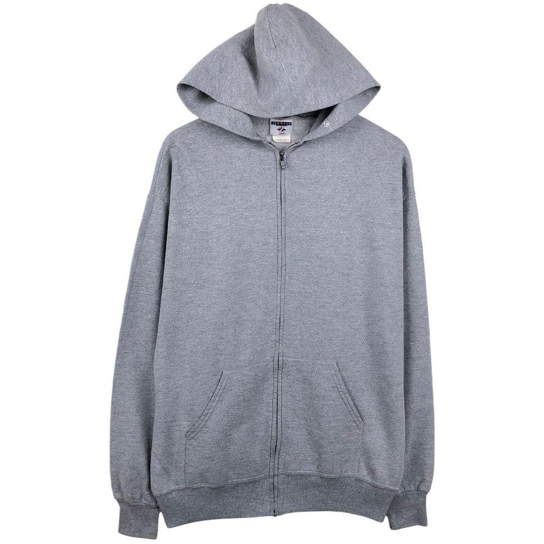 Vintage 90s-00'S Jerzees full-zip sweatshirt hoodie, size L, men's polyester gray type Vintage Second Hand