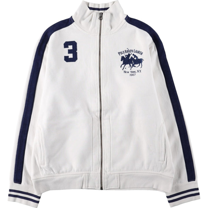 Ralph Lauren POLO by Ralph Lauren Double Pony Full-Zip Sweatshirt (Men's XL equivalent) cotton white type Vintage Second Hand